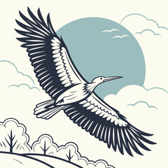 Bird Flying on the Sky