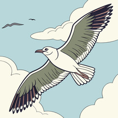 Bird Flying on the Sky