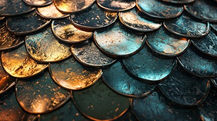 A surface resembling fish scales with metallic reflections