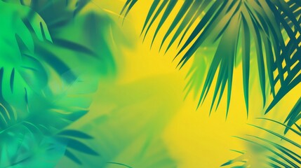 A bold tropical gradient background.featuring vibrant greens, blues, and yellows.highlighting the energy of a tropical paradise.Ideal for travel promotions, summer events, and exotic designs