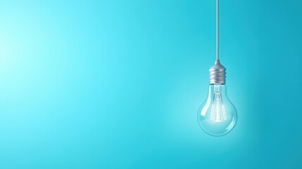 Illuminated light bulb on vibrant blue, symbol of innovation and inspiration bright