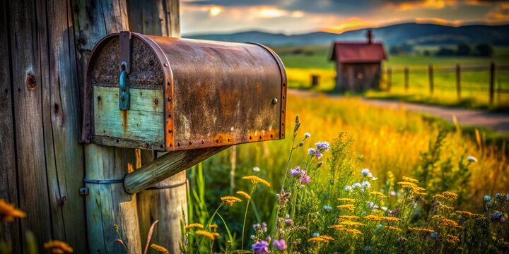 Rustic Charm: Vintage Mailbox by Farm Fence Stock Photo - Powered by Adobe