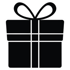 Minimalistic Black Gift Box Silhouette with Ribbon Bow