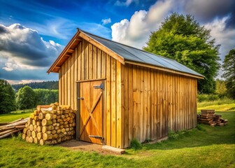 Rustic Wooden Storage Shed with Ample Copy Space - Perfect for Backyard Organization