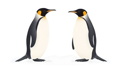 Fototapeta premium Penguin standing on ice in the polar region surrounded by snow and cold, showcasing the beauty of wildlife in Antarctica with an emperor penguin