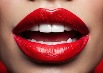 Sensual Red Lips Close-Up:  A Striking Portrait Photography Image