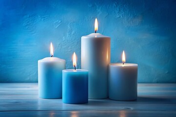 Serene Blue Candles: Spiritual Still Life Photography