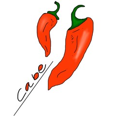 Jalapeño or halapenyo or mexicon chili with indonesian language in white background 