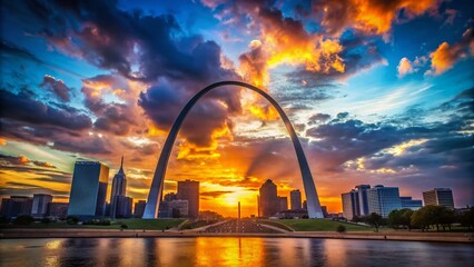 St. Louis Gateway Arch Silhouette, Downtown Skyline, Missouri