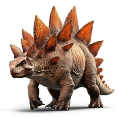 Fototapeta premium Stegosaurus dinosaur, prehistoric creature, white background, paleontological illustration, educational use