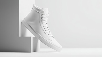 Sneaker design mockup preview minimalist studio environment stylish footwear showcase