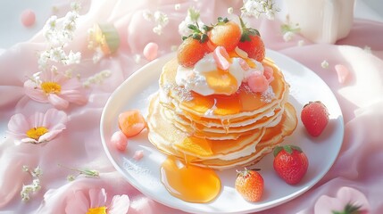 A cheerful pancake breakfast with friends for Pancake Day in February.