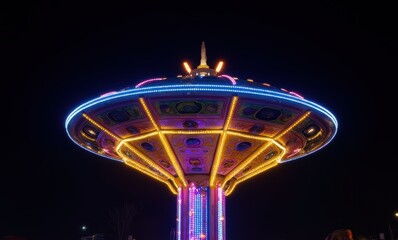 Vibrant carousel at night