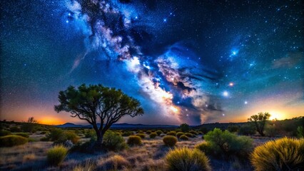 Naklejka premium Texas Starry Night Sky Landscape Photography