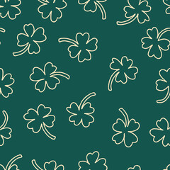 Fototapeta premium Outline Clover Vector Seamless Pattern illustration for Print, Wallpaper, Decoration.