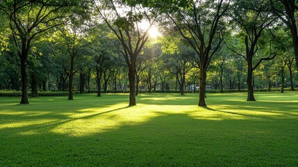 Obraz premium Serene Sunrise in a Lush Green Park