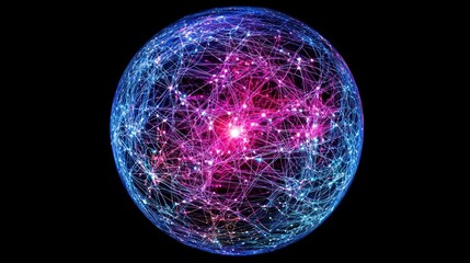 Obraz premium Abstract Sphere of Interconnected Nodes: A Digital Network Visualization