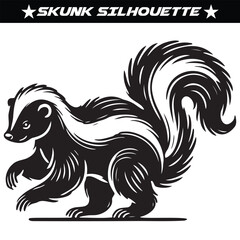 Skunk silhouette vector illustration isolated on a white background.