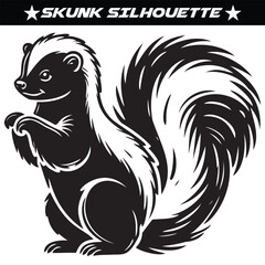 Skunk silhouette vector illustration isolated on a white background.