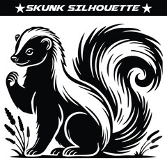 Skunk silhouette vector illustration isolated on a white background.