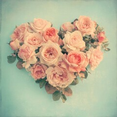 A beautiful bouquet of roses with a vintage floral background