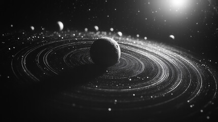Fototapeta premium Cosmic dance of celestial bodies in a dark, mysterious universe exploring planetary orbits