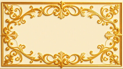 AI generative. Elements of ornate vintage frames. Border gold swirls motifs on white background. Design for wedding invitations, greeting cards, royal certificates., food menu. 49