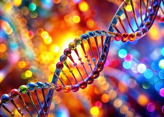 Vibrant DNA Double Helix: Colorful Genetic Structure Stock Photo