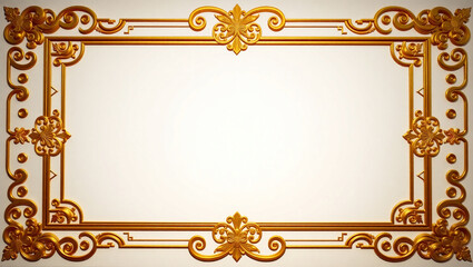 AI generative. Elements of ornate vintage frames. Border gold swirls motifs on white background. Design for wedding invitations, greeting cards, royal certificates., food menu. 61