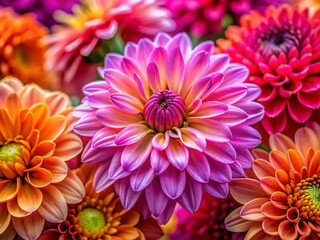 Obraz premium Vibrant Pink, Orange & Purple Flowers, High-Resolution Macro Stock Photo