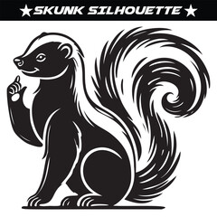 Skunk silhouette vector illustration isolated on a white background.
