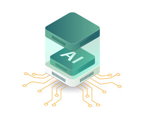 Ai technology server network concept illustration