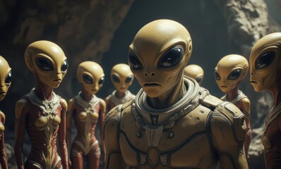 Alien beings in a mysterious cave