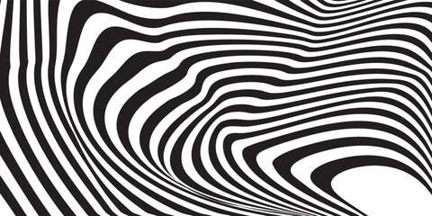 Twisting Whirl Motion and 3D Illusion in Abstract Op Art Striped Lines Pattern. EPS 10