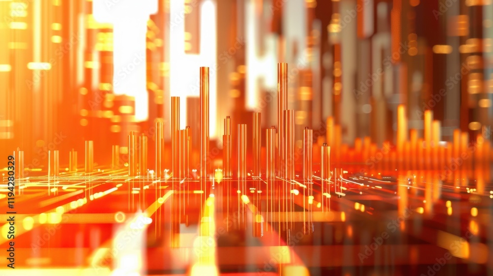 Poster digital abstract background with glowing lines and structures