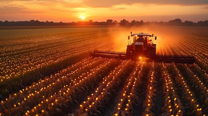 Fototapeta premium Smart machines optimizing farming tasks with precise AI calculations