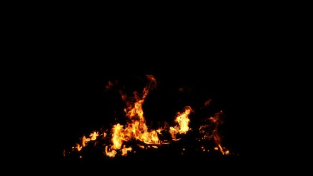 Fiery spread combustion on ground  black backgrounds rendering