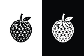 Solid Black Lychee Icon. Stylish Flat Design for Modern Vector Illustrations