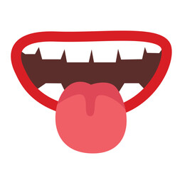 Open Mouth with White Teeth Cartoon Style Isolated on White Background