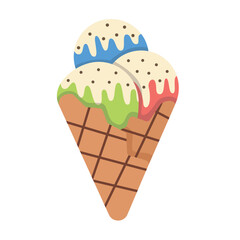 Ice Cream Cone Sweet Dessert Illustration Isolated on White Background