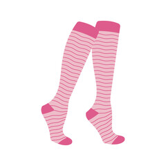 Pink socks with white floral patterns Illustration