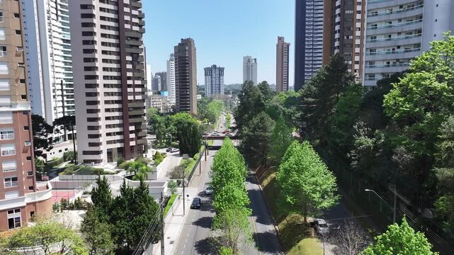 Curitiba Skyline At Curitiba In Parana Brazil. Highrise Building. Downtown District. Cityscape Landscape. Curitiba Skyline At Curitiba In Parana Brazil. Famous Destination. Parana Brazil.
