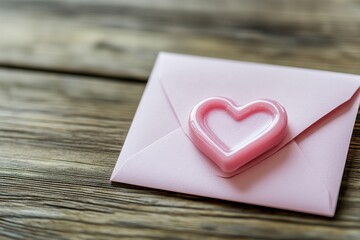 Valentine's day letter home office desk digital photo cozy environment close-up view romantic concept with a pink envelope and heart seal