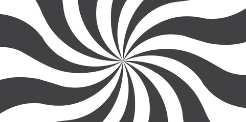 Monochromatic Swirling Spiral Pattern. Abstract Grey and White Hypnotic Design for Creative Backgrounds and Modern Art Concepts. sun beam vector banner design and comic burst concept