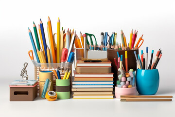 Obraz premium Watercolor Pencil Set Flat Vector Illustration on Transparent Background Artistic and Crafty Items for Kids on a White Isolated Background 