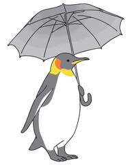 日傘を差したペンギンのイラスト