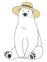 帽子を被ったシロクマのイラスト