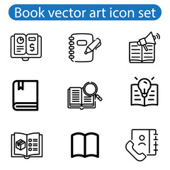 Book icon set vector art illustration. Literature book icons collection. Textbook icons on white background.