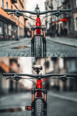 Fototapeta premium Red Mountain Bike in City Street