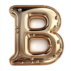 Golden Letter B: Elegant 3D Render of a Shiny Capital B